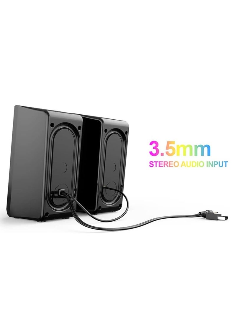 havit Multimedia Speaker ( 5W - 5V )  ,Speaker for PC ,Gaming , Music , Studying and Lap Top with USB Powered and Audio Input 3.5 Wired , dynamic led lights , 2.0 Channel Wired Home Theatre , Good Quality , excellent Public choice  - Image 2