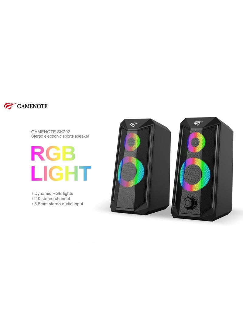 havit Multimedia Speaker ( 5W - 5V )  ,Speaker for PC ,Gaming , Music , Studying and Lap Top with USB Powered and Audio Input 3.5 Wired , dynamic led lights , 2.0 Channel Wired Home Theatre , Good Quality , excellent Public choice  - Image 3
