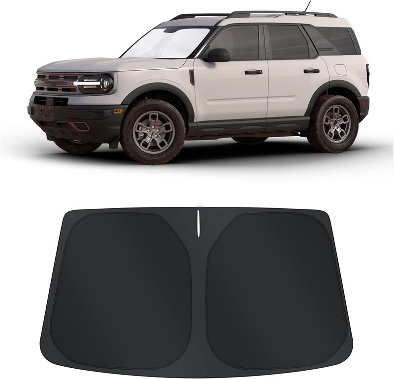 TINGLU Sun Shade for Ford Bronco Sport 2021-2024 2025 2026 Accessories Windshield Sun Shade Window Shade UV Rays Protection Sun Visor Cover with Steering Wheel Sunshade Storage Bag - Image 1