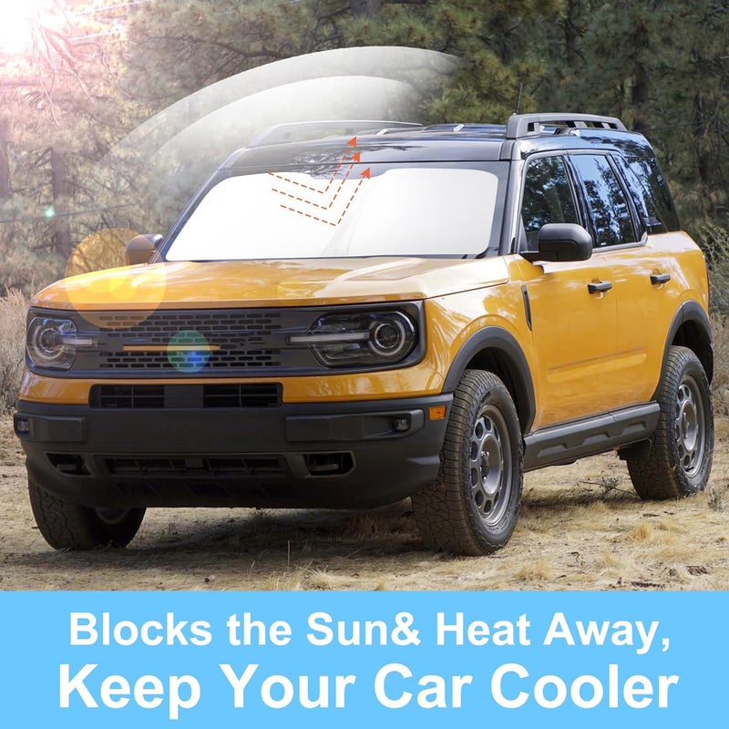 TINGLU Sun Shade for Ford Bronco Sport 2021-2024 2025 2026 Accessories Windshield Sun Shade Window Shade UV Rays Protection Sun Visor Cover with Steering Wheel Sunshade Storage Bag - Image 5