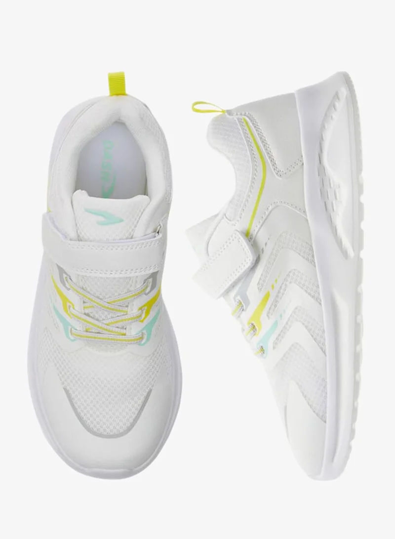 Dash Panelled Sneakers with Hook and Loop Closure