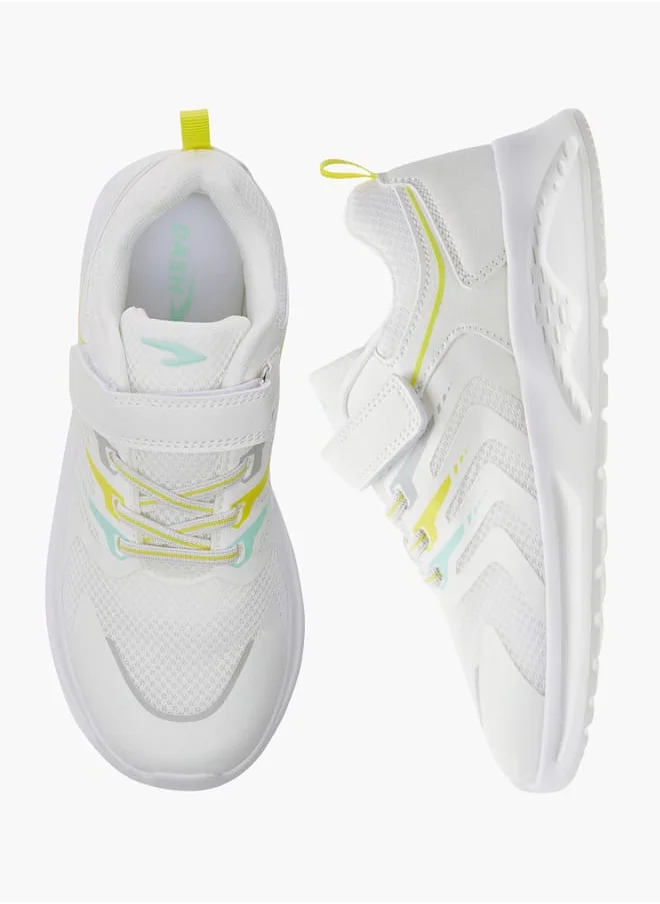 Dash Panelled Sneakers with Hook and Loop Closure