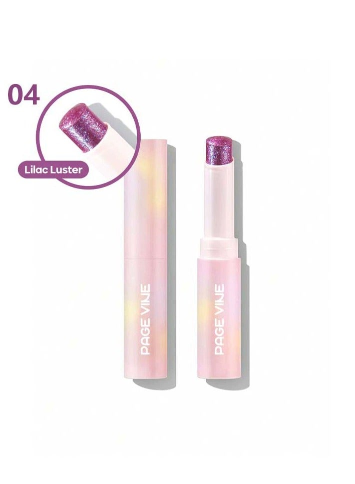 PAGE VINE Crystal Jelly Glaze Stick Eye Shadow Stick Eyeliner Brightener Pencil Crayon with Brush Easy to Blend Long Lasting Shimmer Eyeshadow Stick-Lilac Luster - Image 1