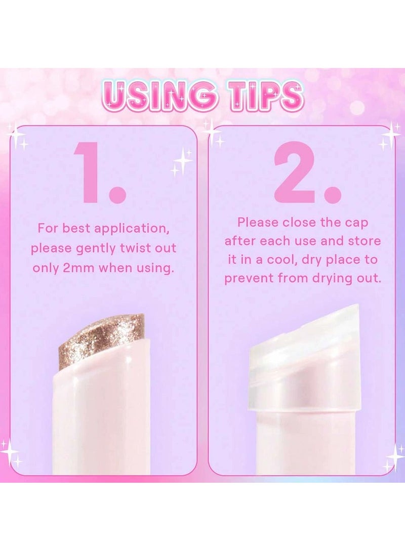 PAGE VINE Crystal Jelly Glaze Stick Eye Shadow Stick Eyeliner Brightener Pencil Crayon with Brush Easy to Blend Long Lasting Shimmer Eyeshadow Stick-Lilac Luster - Image 3