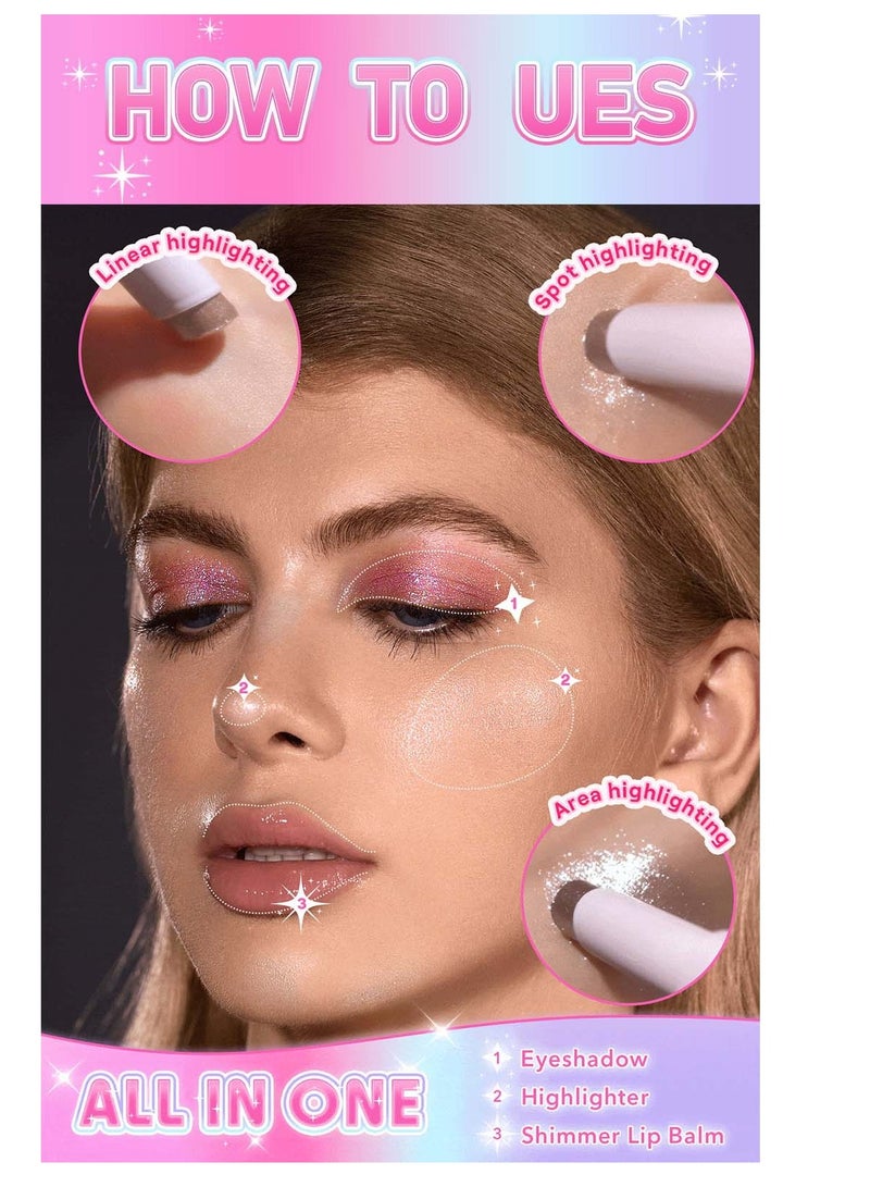 PAGE VINE Crystal Jelly Glaze Stick Eye Shadow Stick Eyeliner Brightener Pencil Crayon with Brush Easy to Blend Long Lasting Shimmer Eyeshadow Stick-Lilac Luster - Image 5