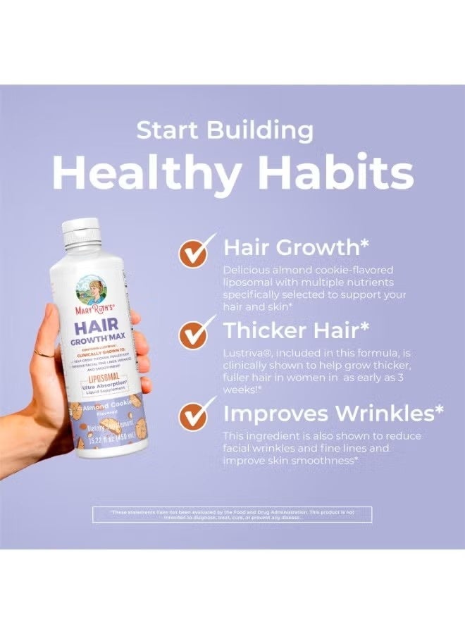 MaryRuth's Organics Women's Hair Growth MAX Liposomal  مع Lustriva® + Biotin 10000mcg + زيت بذور اليقطين  شعر سميك  رعاية الشعر  التجاعيد ، الخطوط الدقيقة ، العناية بالبشرة  أعمار 18 +  15.22 فلور أوز - Image 4
