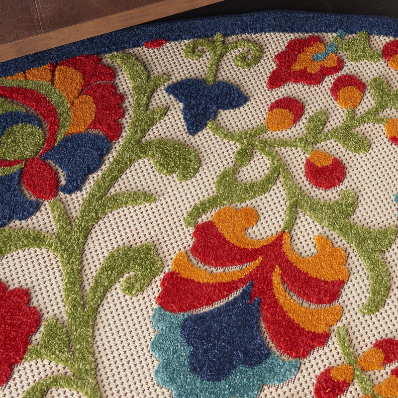 Nourison Home Aloha Multicolor 7'10" x Round Area Rug - Easy Clean, Non Shedding, Bed Room, Living Room, Dining Room, Kitchen (8' x Round) - Image 4