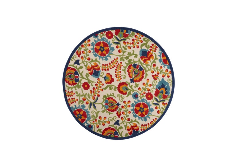 Nourison Home Aloha Multicolor 7'10" x Round Area Rug - Easy Clean, Non Shedding, Bed Room, Living Room, Dining Room, Kitchen (8' x Round) - Image 2