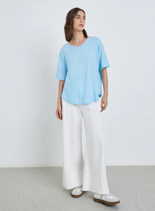 Take Two Take Two Solid Round Neck Oversized T-Shirt
