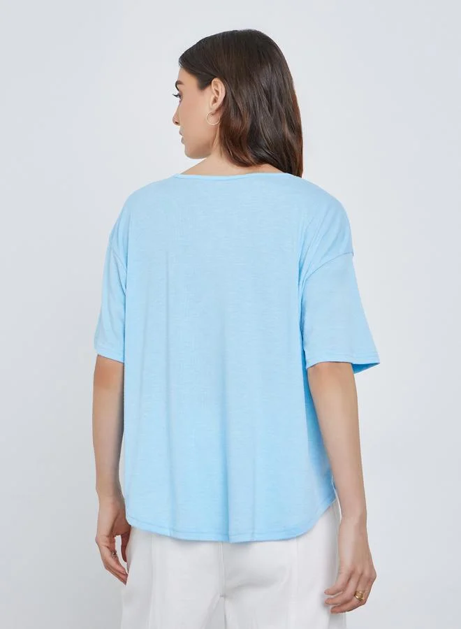 Take Two Take Two Solid Round Neck Oversized T-Shirt