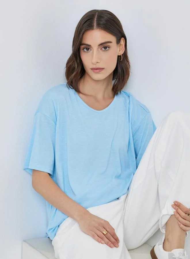 Take Two Take Two Solid Round Neck Oversized T-Shirt