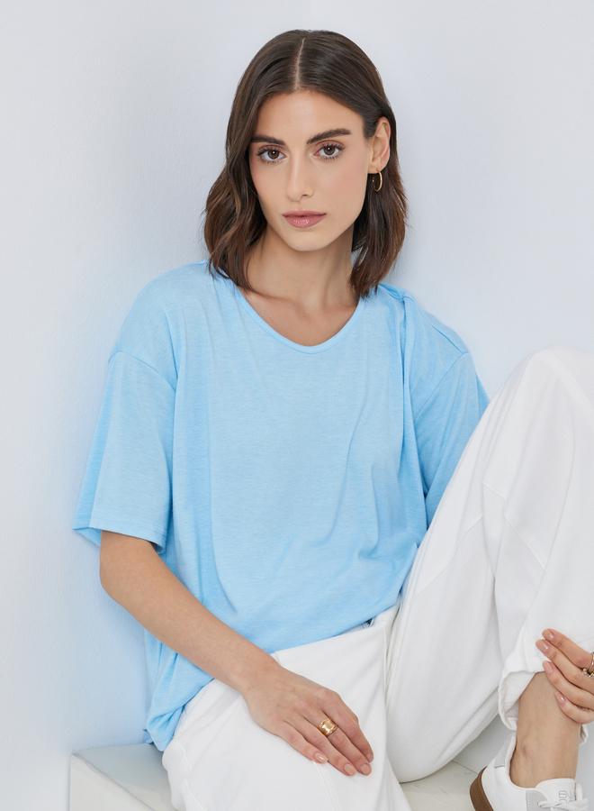 تايك تو تيشيرت دائري بياقة دائرية كبير الحجم قطعتين - Image 1