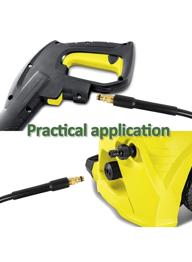 Black pressure washer hose, 6m long, with a connecting rod and 160 bar power, compatible with Karcher from K2 to K7, with a hose connection for additional length. - Image 4