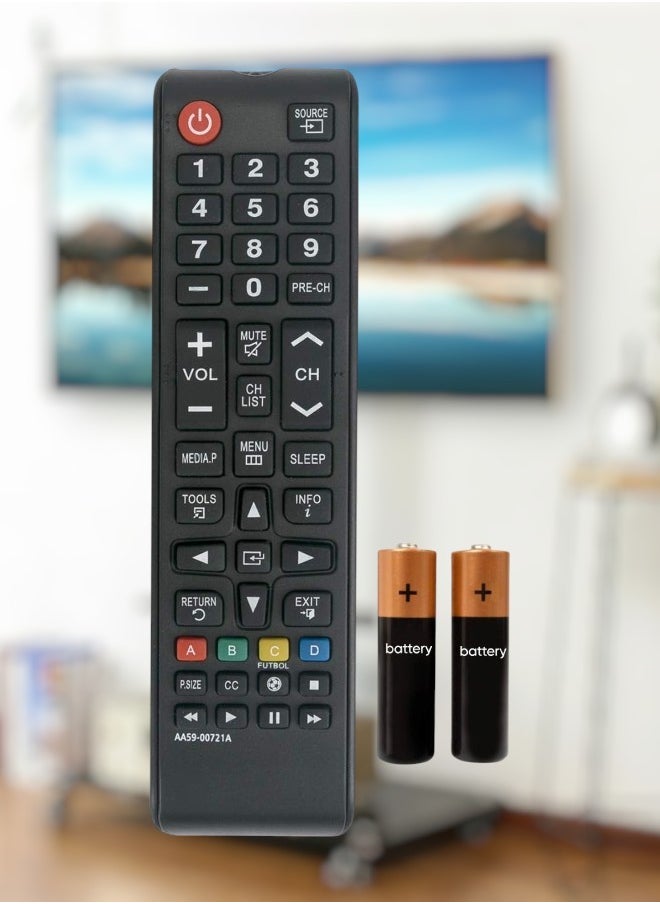 HuHa - Remote Control AA59-00721A Compatible for Samsung LED TV T24C550ND T22C350 TC570 T24C730 T27C730 T24C350 T24C550 T19C350 with battery - Image 1