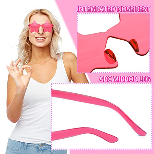 LIULIUBTY Star and Heart Shaped Sunglasses, Cool Sunglasses for Bachelorette Party - Colorful Party Favors (Hot Pink) - Image 3