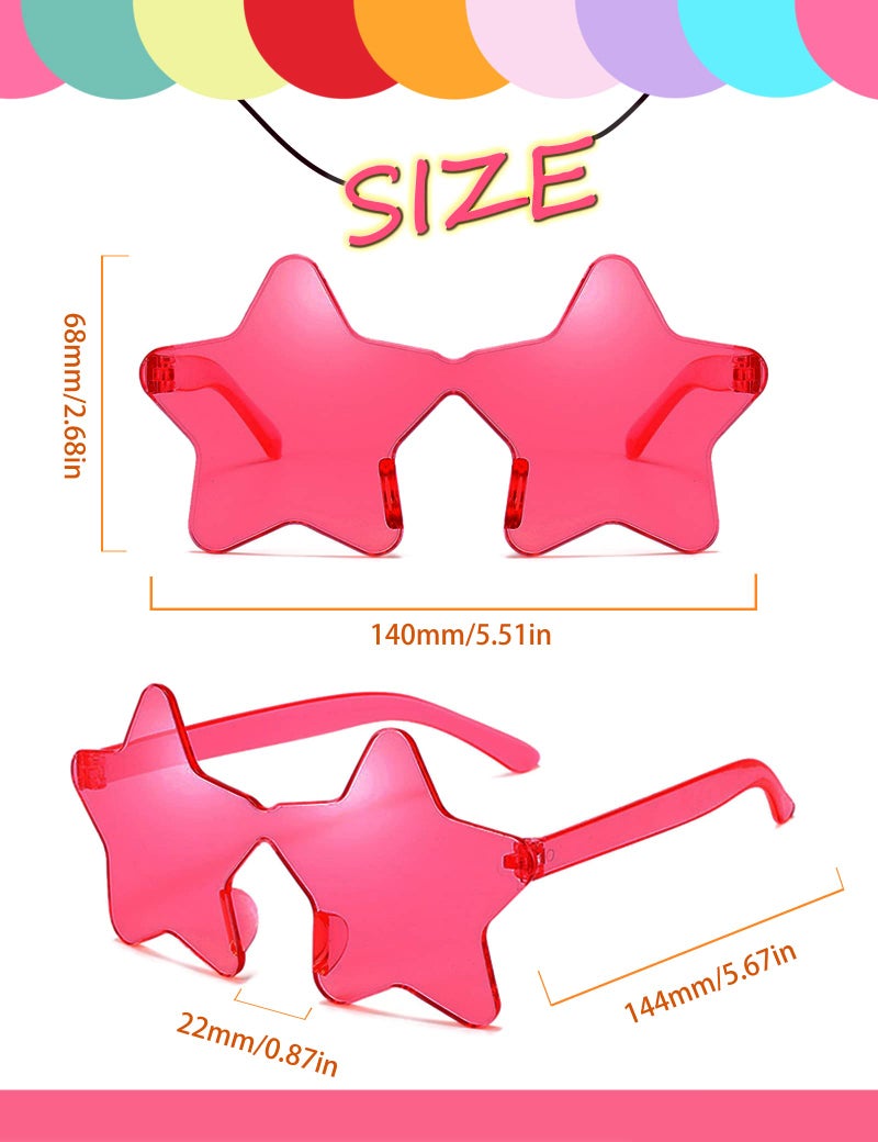 LIULIUBTY Star and Heart Shaped Sunglasses, Cool Sunglasses for Bachelorette Party - Colorful Party Favors (Hot Pink) - Image 2