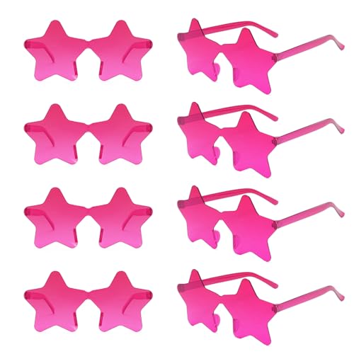 LIULIUBTY Star and Heart Shaped Sunglasses, Cool Sunglasses for Bachelorette Party - Colorful Party Favors (Hot Pink) - Image 1
