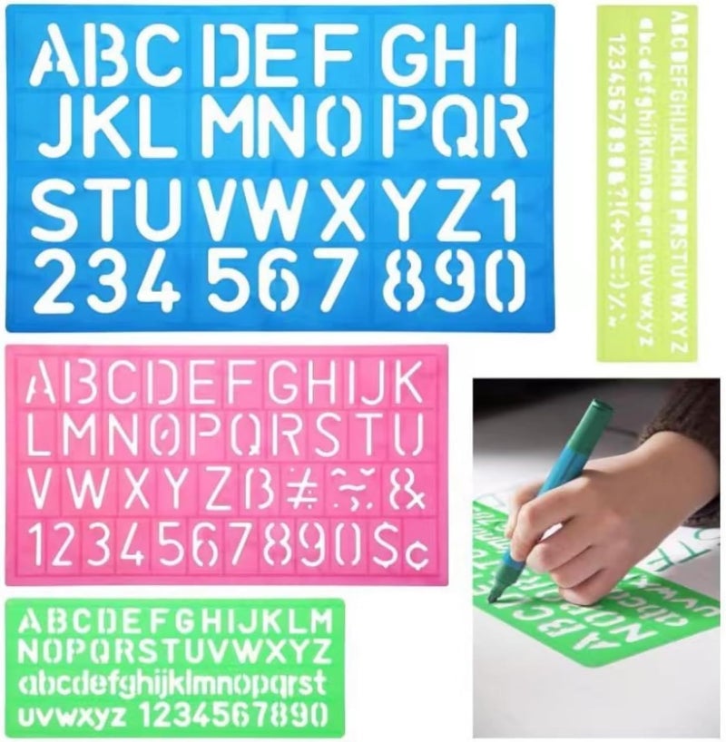 Arishto Alphabets, Lettering, Numbers Special Characters Stencil for Students (Set of 4, 7mm, 10mm, 20mm, 30mm-40mm) - Image 3