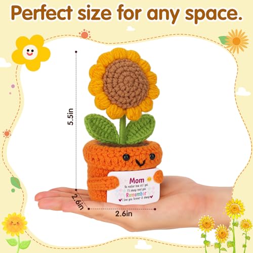 Frabaca Sentimental Mother’s Day Birthday Gifts for Mom from Daugther Son - Crochet Sunflower Appreciation Desk Decor for Mama Valentines Christmas Holiday Easter Basket Stuffers - Image 4
