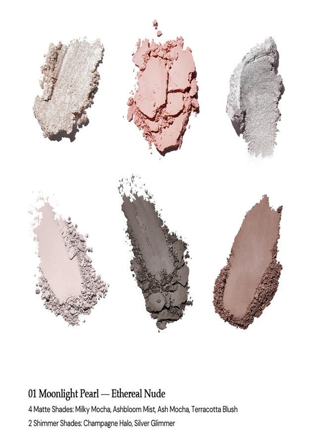Flower Knows Shell's Jewel 6-Color Makeup Palette, Eyeshadow, Blush, Highlighting & Contour All-in-One Face Makeup Palette with 4 Matte + 2 Shimmer Pink & Blue Shades (01 Moonlight Pearl, 6.5g) - Image 2