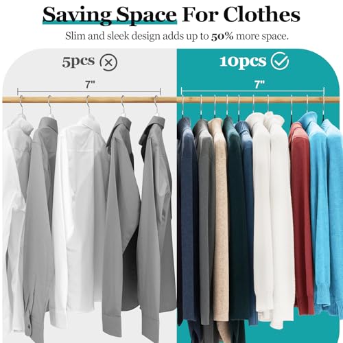 UEAKPIC 30 Pack 16" Non-Slip Rubber Coated Metal Suit Hangers with Round Notches for Strap Dress, Camisole, Pants, Coats, Shirt, Heavy Duty, Space-Saving, Black - Image 5