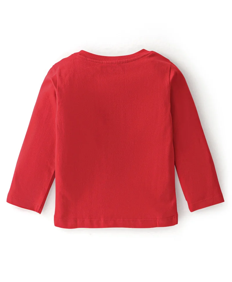 babyhug Babyhug 100% Cotton Knit Full Sleeves T-Shirt with Graphics Dino Print - Red