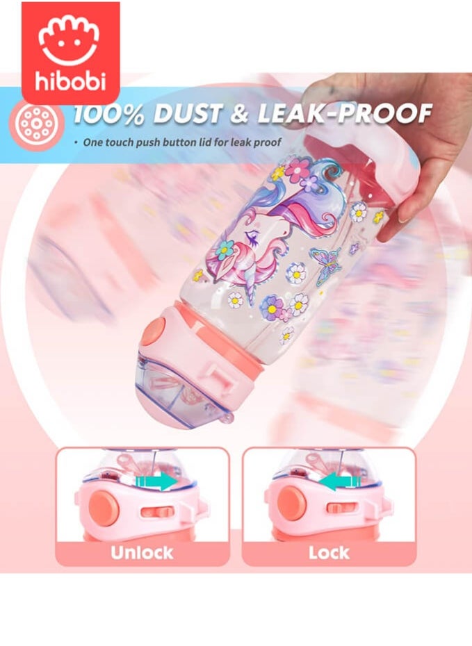 hibobi Unicorn Water Bottle,Kids Water Bottle with Straw/Lanyard for School Kids Girls Boys  - Image 3