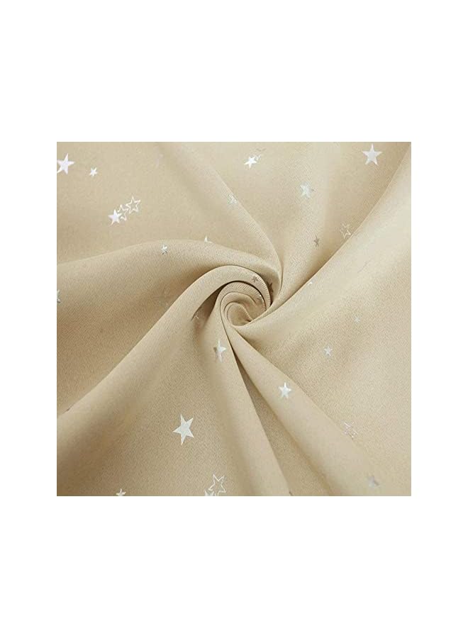 The Bros ستائر حجب الضوء للأطفال، لوحة واحدة 100% مع حلقات حرارية معزولة لحجب الضوء، ستائر مطبوعة مظلمة للأطفال لغرفة المعيشة وغرفة نوم الأطفال (200x270 سم، بيج) - Image 3