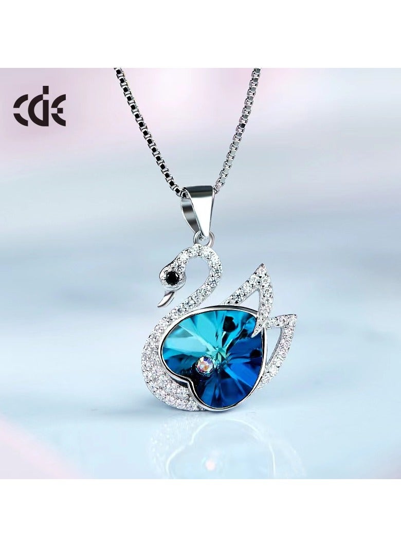 Fashion minimalist swan crystal necklace, women's blue - Image 1