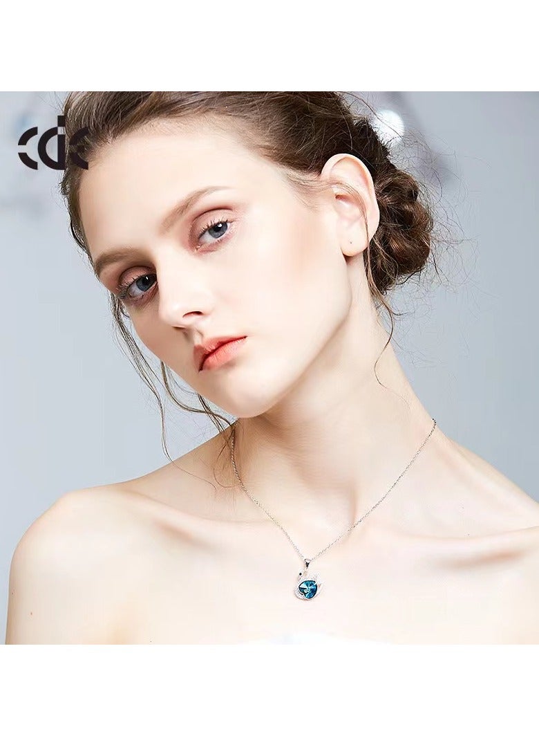 Fashion minimalist swan crystal necklace, women's blue - Image 3