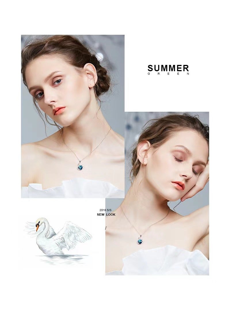 Fashion minimalist swan crystal necklace, women's blue - Image 5