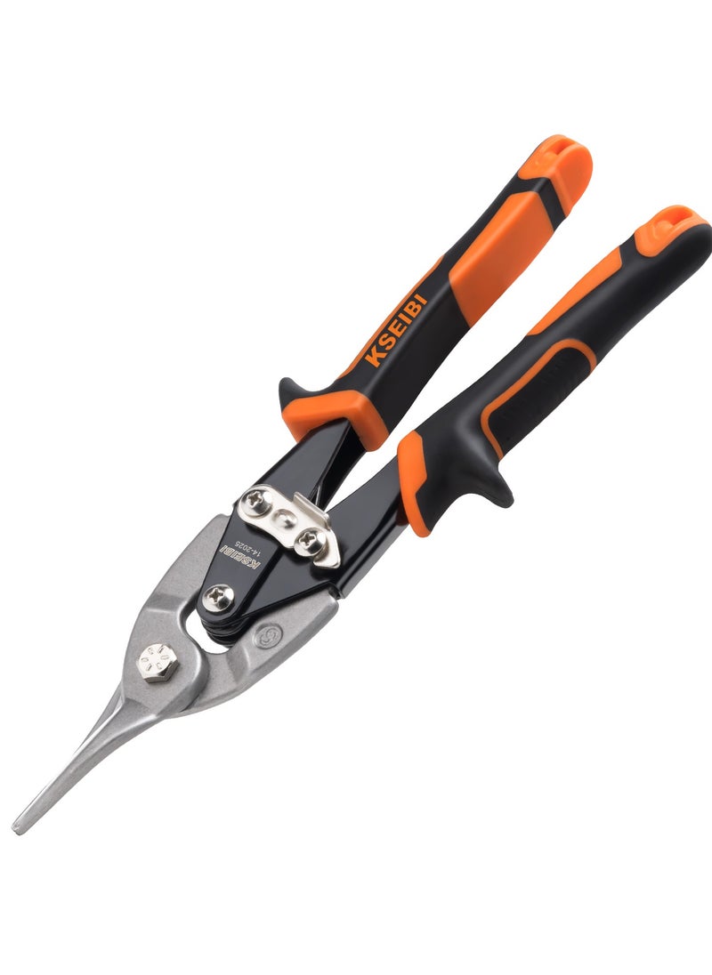 KSEIBI 10 Inch Aviation Snips Straight, Professional Sheet Metal Cutter, Chrome Vanadium Steel Blade Tin Scissors, Straight Cut, Rubber Handle Cutter for Cutting and Trimming  - Image 1