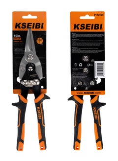 KSEIBI 10 Inch Aviation Snips Straight, Professional Sheet Metal Cutter, Chrome Vanadium Steel Blade Tin Scissors, Straight Cut, Rubber Handle Cutter for Cutting and Trimming  - Image 3