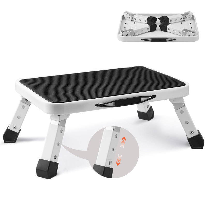 VEVOR 1Step 330lbs Capacity Folding Steel Step Ladder Adjustable Height NonSlip Sturdy Step Stool for Adults Toddlers Offices RVs Bathrooms Bedrooms - Image 2