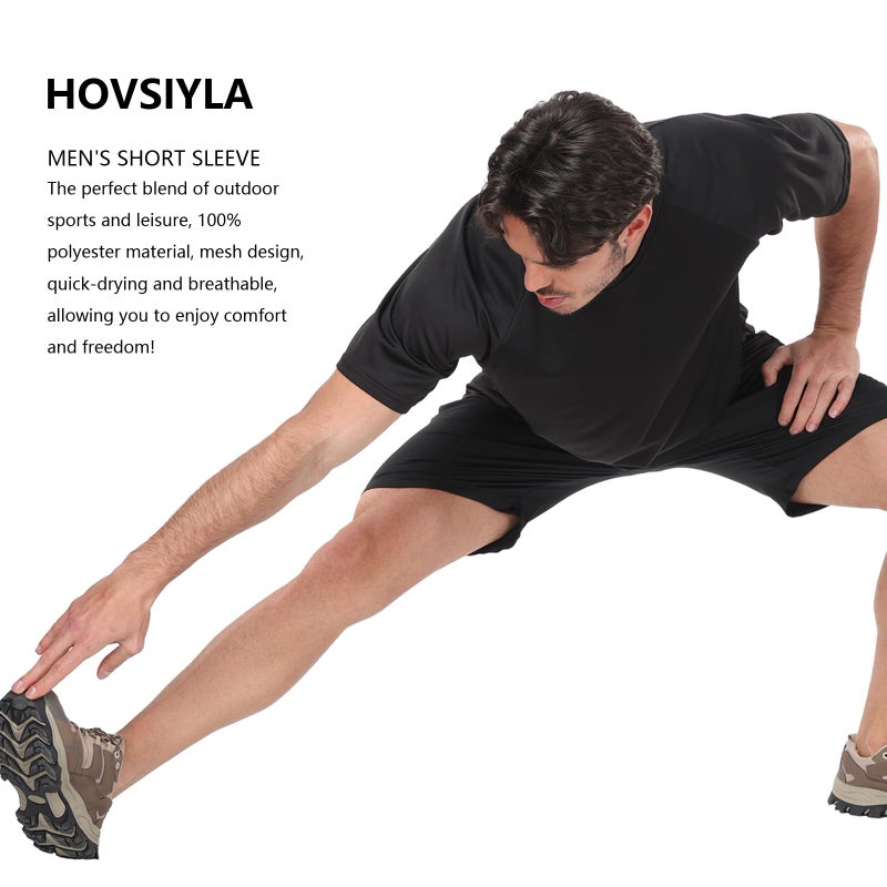 HovSiyla قمصان جري للرجال من هوفسيلا - عبوة 5 قطع - قمصان رياضية جافة تناسب الصالة الرياضية - قمصان رياضية مريحة وتهوية - قمصان تمرين باردة 2XL - Image 4