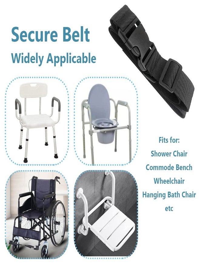 MESINURS Elderly Shower Chair Seat Anti-Slip Belt, Universal Bath Bench Buckle Strap Nursing Care Supplies for Disabled Patient Bedridden (Black) - Image 3