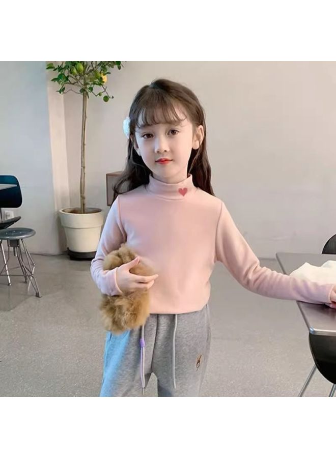 Autumn And Winter Baby Half Turtleneck Inner Wear For Girls Double-sided Velvet Bottoming Shirt Kidsren's Baby Tops Warm Clothes For Girls