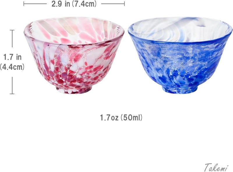 TAKEMI Handcrafted Japanese Sake Set – Elegant Gift for Any Occasion (Cherry Blossom & Spring Water Pair Set, Sake Glass (1.7 oz - 50ml)) - Image 3
