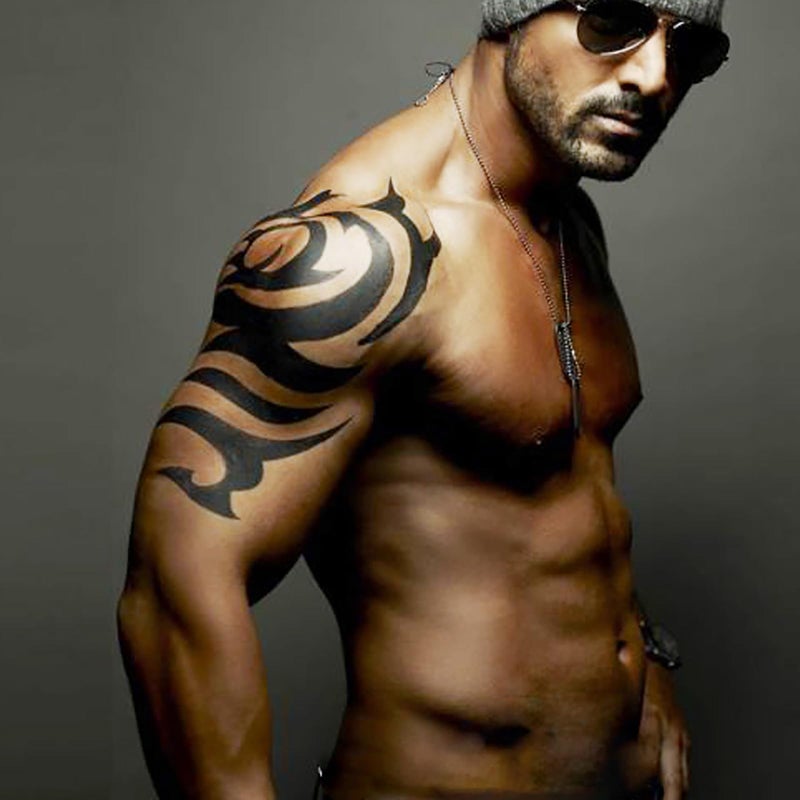 Large Black Temporary Tattoos Big Tribal Totem Tattoo Sticker for Men Women Body Art Makeup Fake Tattoo Waterproof Removable 6Sheet