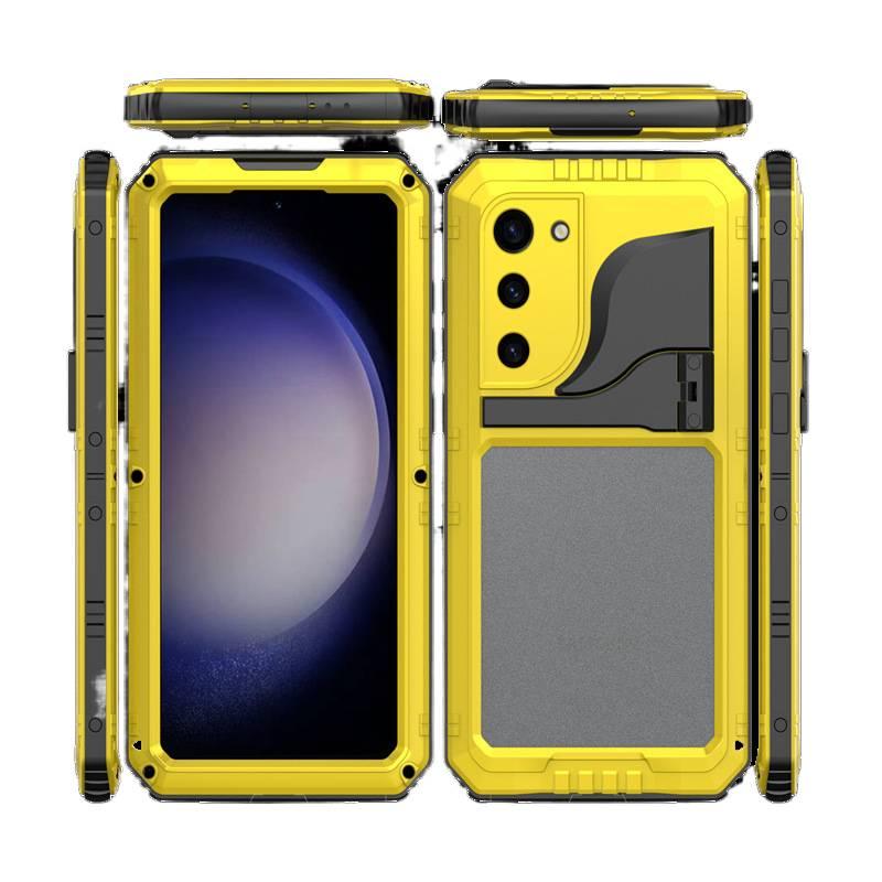 غطاء واقي | حماية من السقوط | أصفر | Metal | حامل قابل للطي | مقاوم للصدمات لـ Samsung Galaxy S22 Ultra - Image 1