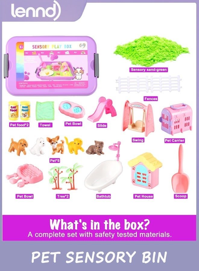 LENND Pet Sensory bin,Dog and Cat Sandbox for Kids,Kids Play Sand Kit,Pet Play Set with Sensory Sand,Pet Care Play Set,Role Pretend Play Beach Toy Birthday Gift for Girls Boys 3 4 5 6 Years Old - Image 2