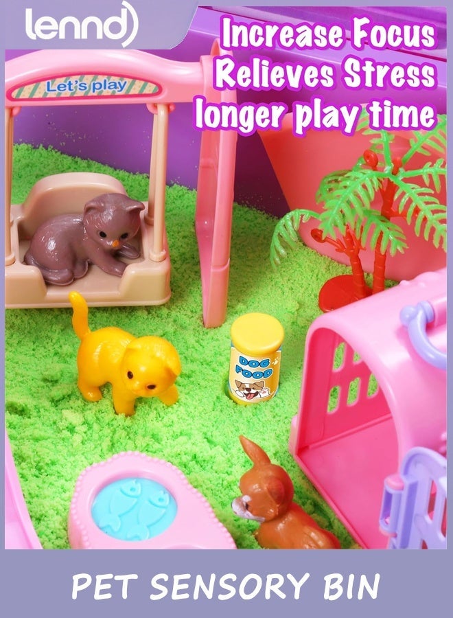 LENND Pet Sensory bin,Dog and Cat Sandbox for Kids,Kids Play Sand Kit,Pet Play Set with Sensory Sand,Pet Care Play Set,Role Pretend Play Beach Toy Birthday Gift for Girls Boys 3 4 5 6 Years Old - Image 3