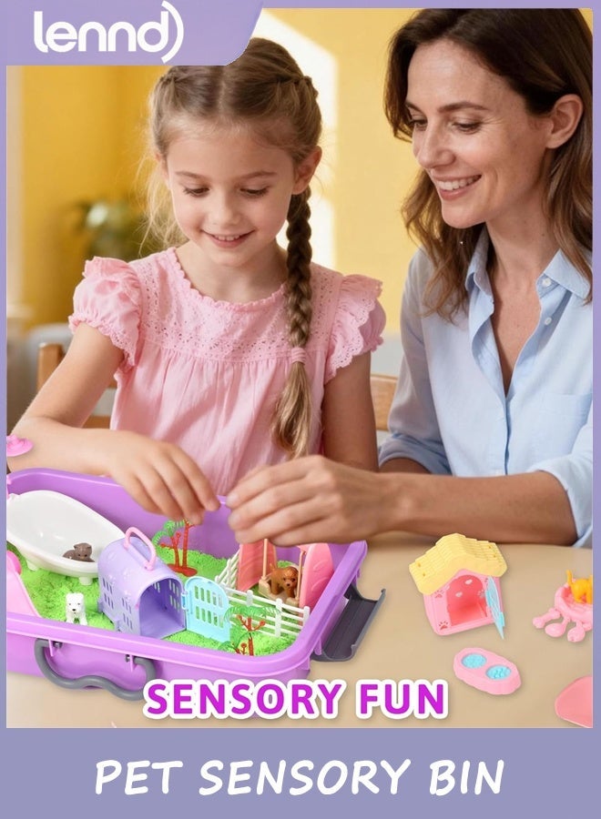 LENND Pet Sensory bin,Dog and Cat Sandbox for Kids,Kids Play Sand Kit,Pet Play Set with Sensory Sand,Pet Care Play Set,Role Pretend Play Beach Toy Birthday Gift for Girls Boys 3 4 5 6 Years Old - Image 5