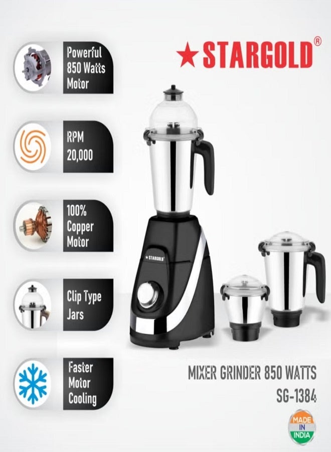 Stargold خلاط مطحنة 3 في 1 مع محرك قوي 850 واط من الفولاذ المقاوم للصدأ - Image 4