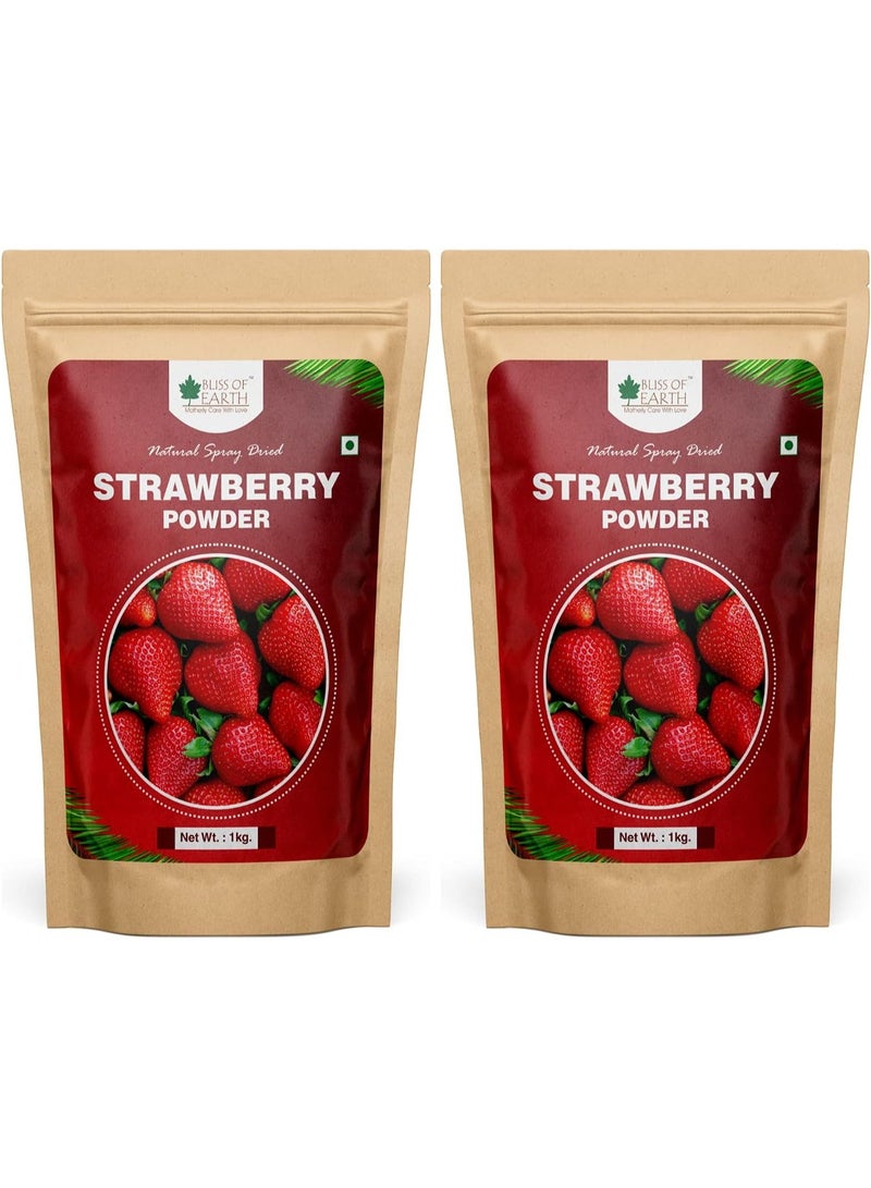 BLISS OF EARTH 2x1KG Strawberry powder natural spray dried Pack of 2 - Image 1