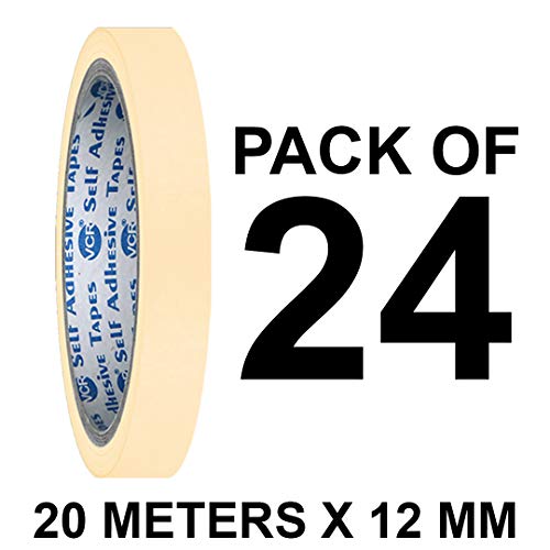 VCR Masking Tape - 20 Meters in Length 12mm / 0.5" Width - 24 Rolls Per Pack - Easy Tear Tape, Best for Carpenter, Labelling, Painting and leaves no residue after a peel. - Image 2