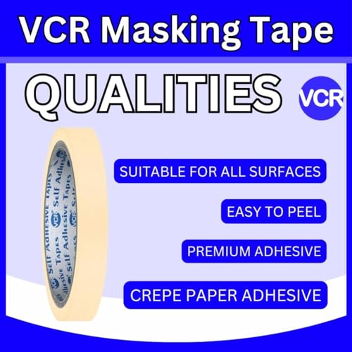 VCR Masking Tape - 20 Meters in Length 12mm / 0.5" Width - 24 Rolls Per Pack - Easy Tear Tape, Best for Carpenter, Labelling, Painting and leaves no residue after a peel. - Image 5