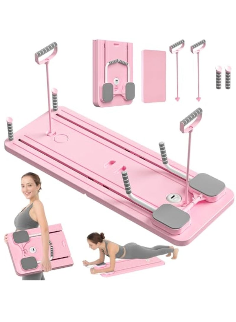 YelaJoy Pilates Board - Pilates Reformer Set, Multi-Purpose Foldable Pilates Reformer Board for Home, 5 in 1 Pilates Sliding Board (Pink) - Image 1