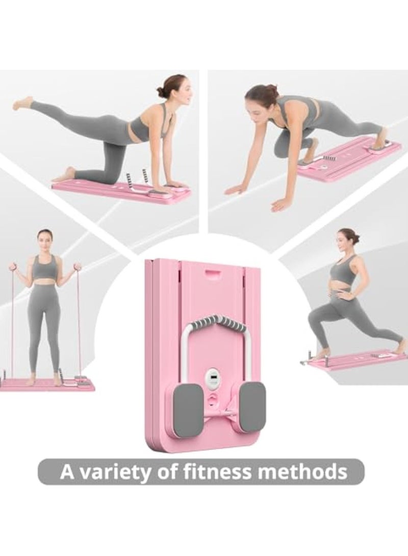 YelaJoy Pilates Board - Pilates Reformer Set, Multi-Purpose Foldable Pilates Reformer Board for Home, 5 in 1 Pilates Sliding Board (Pink) - Image 2