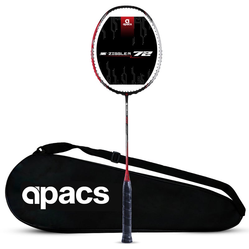 APACS Z-Ziggler 72 (30 LBS, 72g) Unstrung Badminton Racket with Full Cover (Black Red) - Image 5